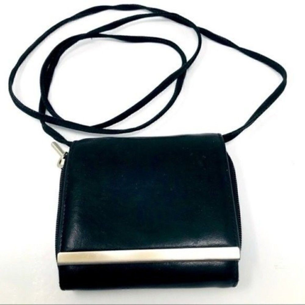 Sabina Black leather cross body purse wallet small mini bag